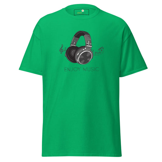 Green T-shirt with headphone graphic from T-SHIRT DESIGN TEE for Men and Women