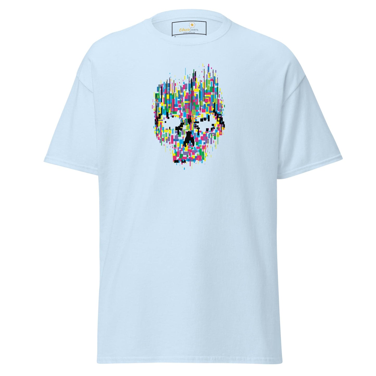 Unisex classic t-shirt - SKULL COLORFUL CUBES - REGULAR - Light Blue / S