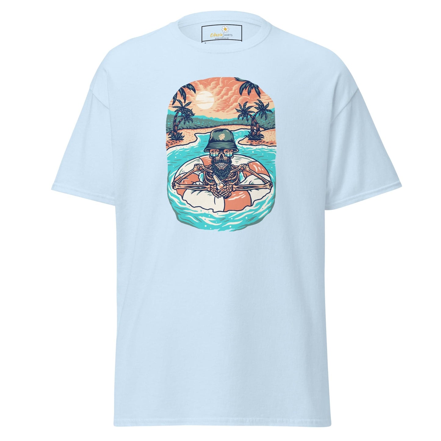 Unisex classic tshirt - SKULL SUMMER POOL - REGULAR - Light Blue / S