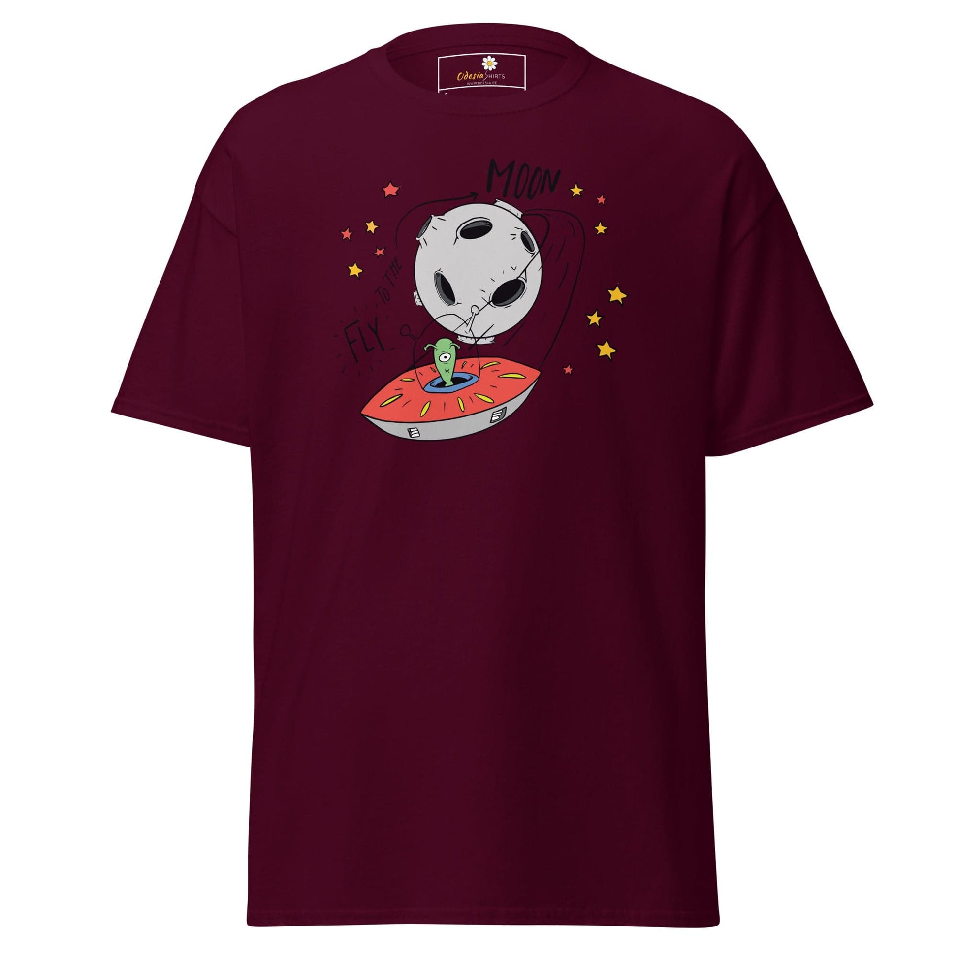 Unisex classic t-shirt - SPACE ALIEN MOON - REGULAR - Maroon / S