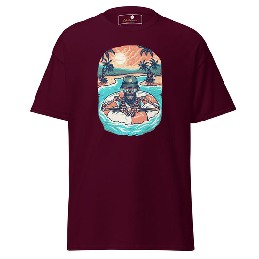 Unisex classic tshirt - SKULL SUMMER POOL - REGULAR - Maroon / S