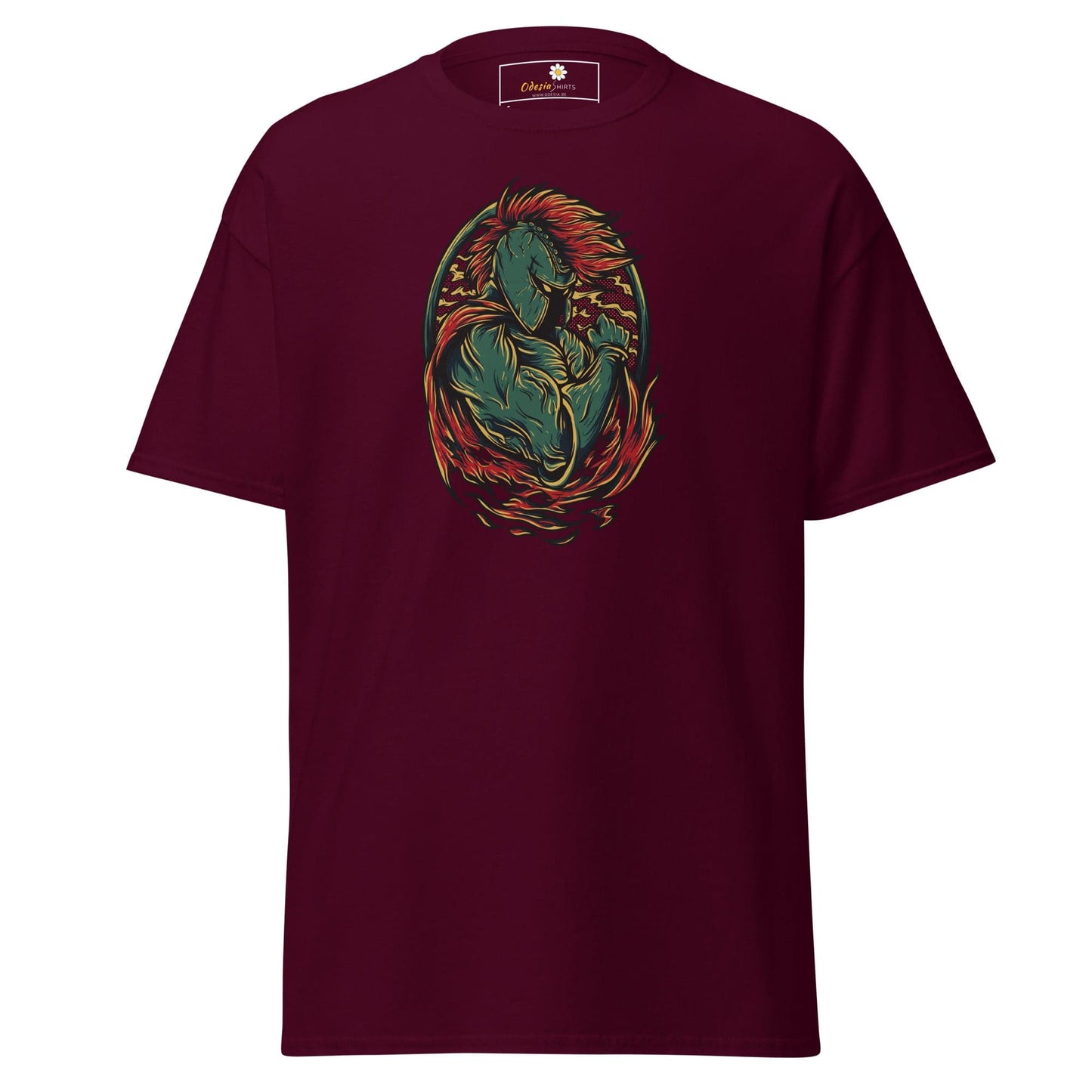 Maroon T-shirt with warrior graphic from T-SHIRT DESIGN TEE for Men and Women S to XL
