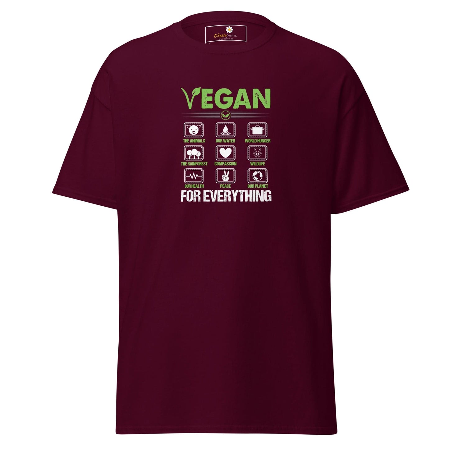 Maroon T-shirt with vegan graphic from T-SHIRT DESIGN TEE MAN/WOMAN S-XL