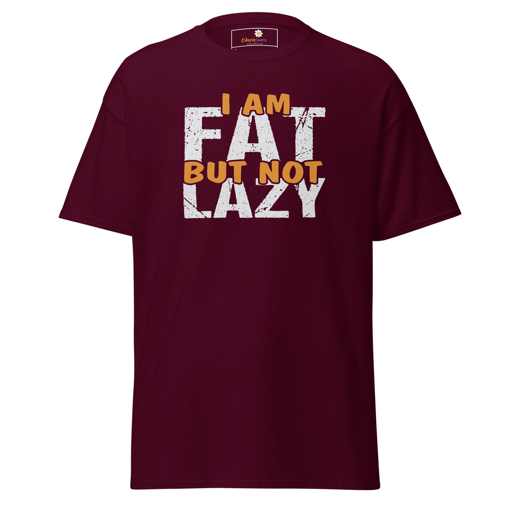 Unisex classic t-shirt - FUN FAT NOT LAZY - REGULAR - Maroon / S