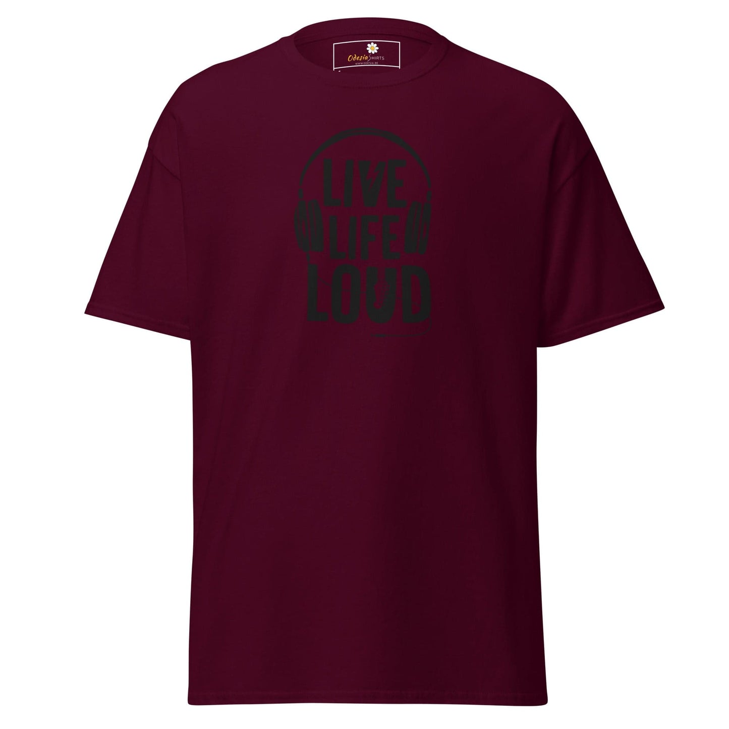 Unisex classic t-shirt - MUSIC LIVE LIFE LOUD - REGULAR - Maroon / S