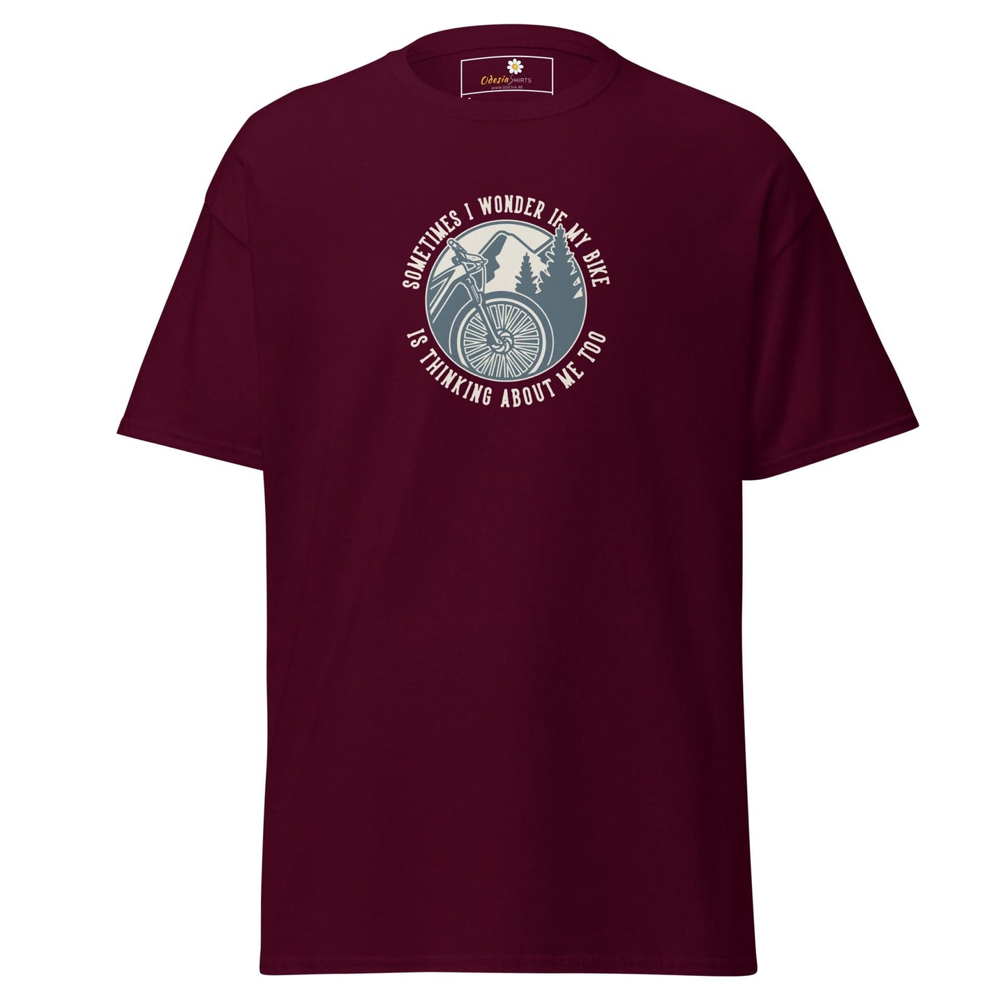 Unisex classic t-shirt - ADVENTURE SPORT CIRCLE BIKE WONDERING - REGULAR - Maroon / S