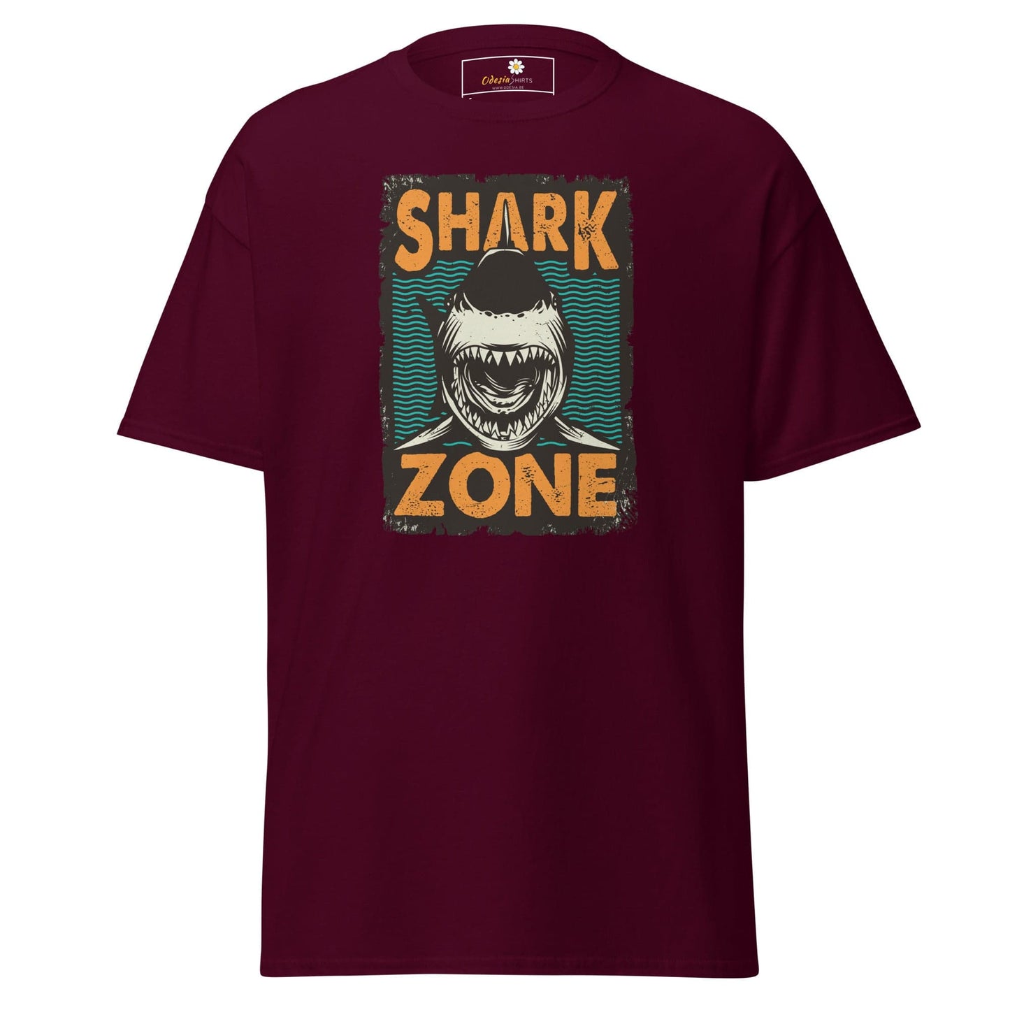 Unisex classic t-shirt - WILD LIFE SHARK ZONE - REGULAR - Maroon / S
