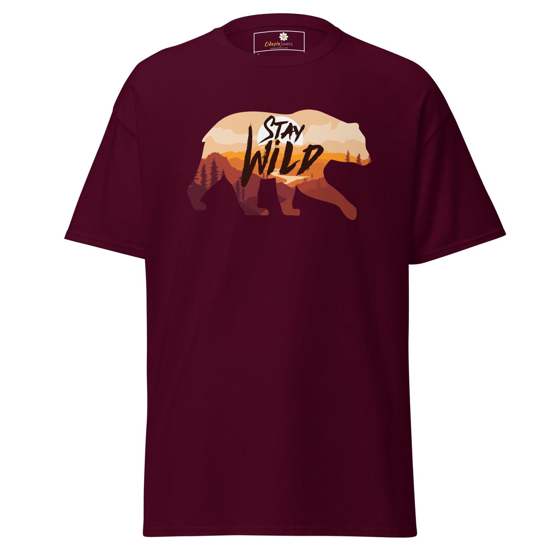 Unisex classic t-shirt - ADVENTURE WILD LIFE STAY WILD - REGULAR - Maroon / S