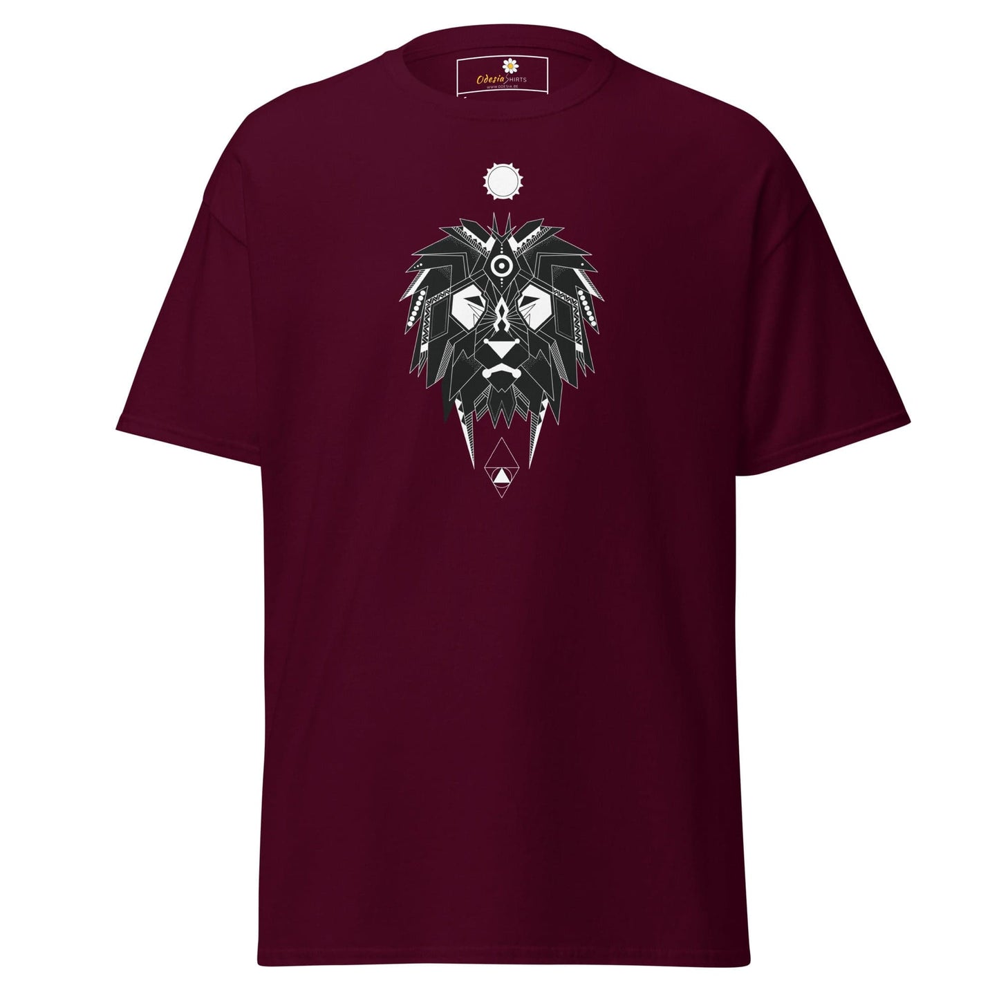 Unisex classic t-shirt - ABSTRACT MYSTIC LION HEAD - REGULAR - Maroon / S