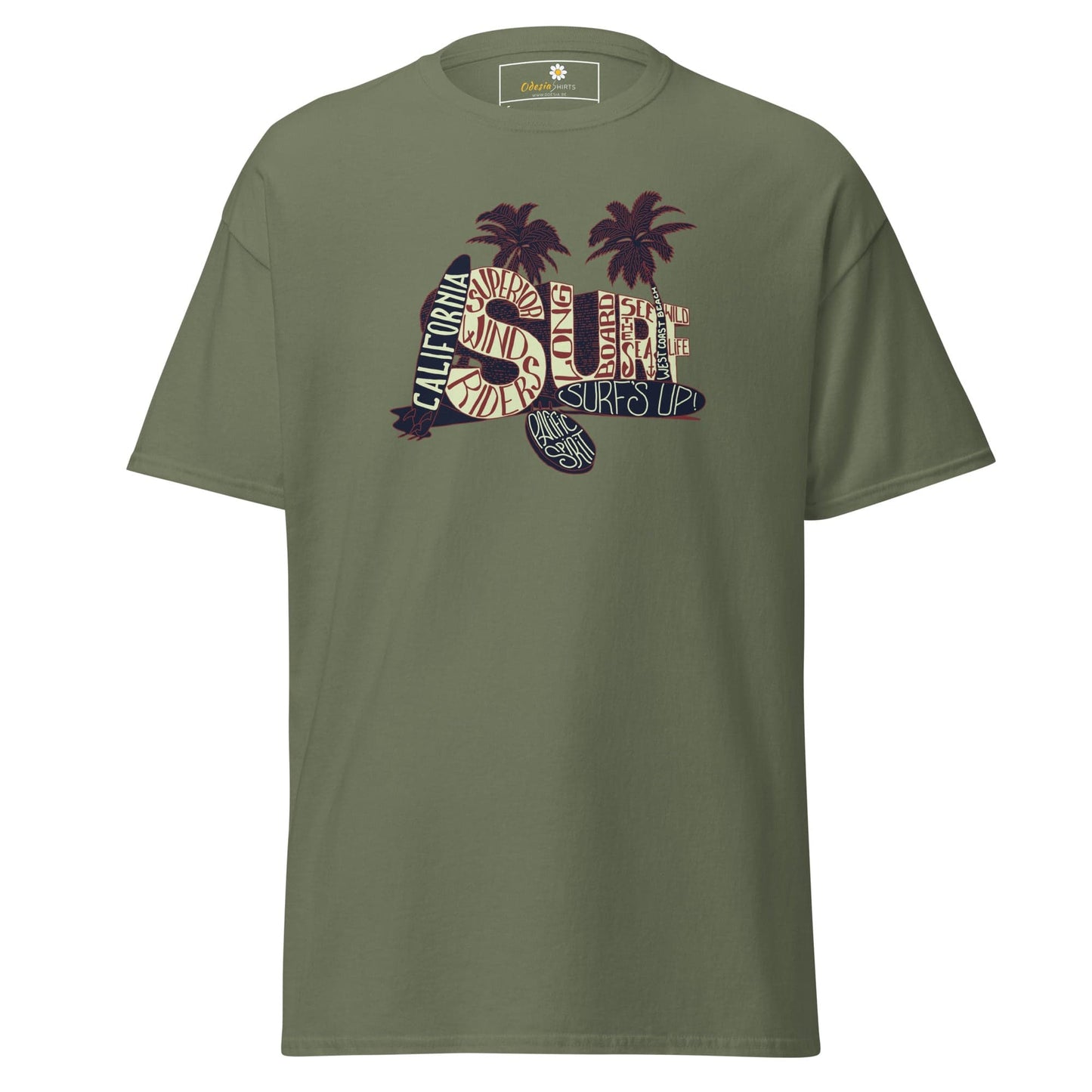 Unisex classic t-shirt - SUMMER SURF CALIFORNIA - REGULAR - Military Green / S