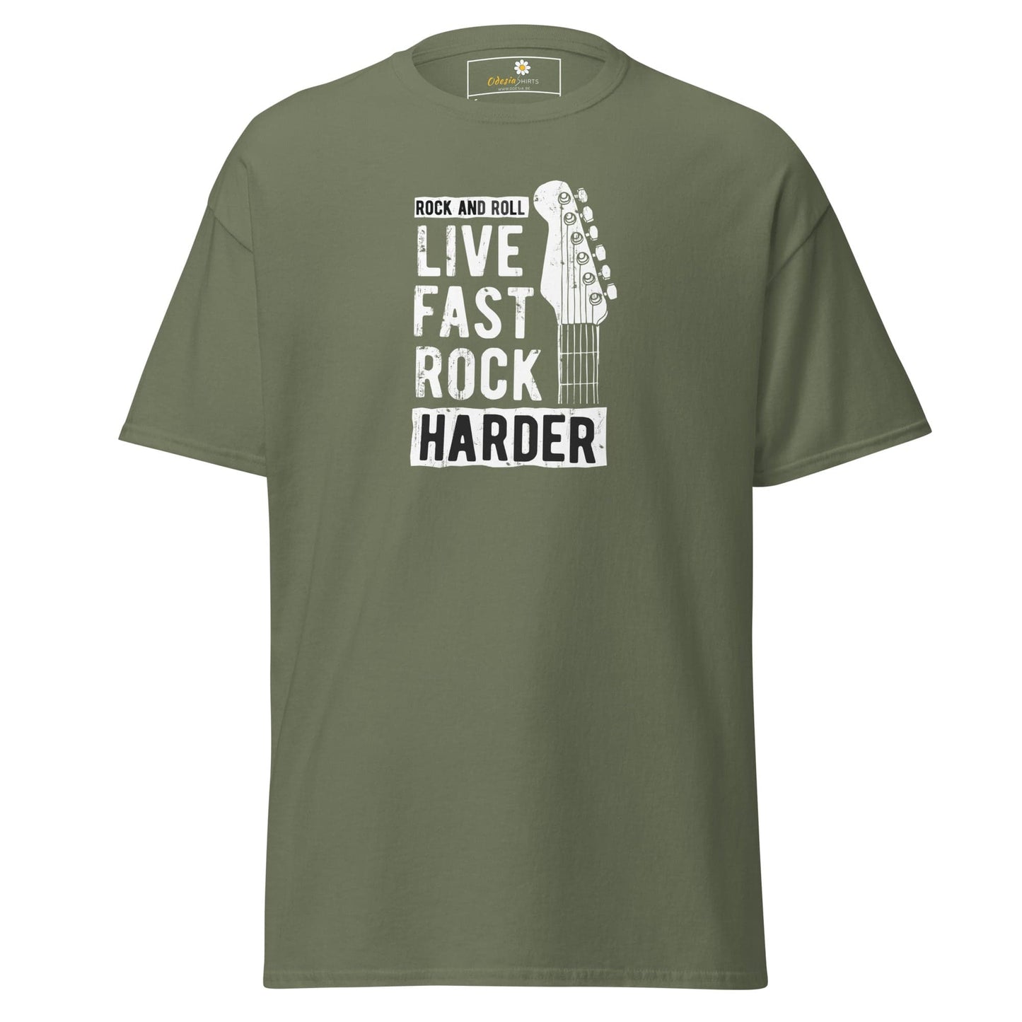 Unisex classic t-shirt - MUSIC LIVE FAST ROCK HARDER - REGULAR - Military Green / S