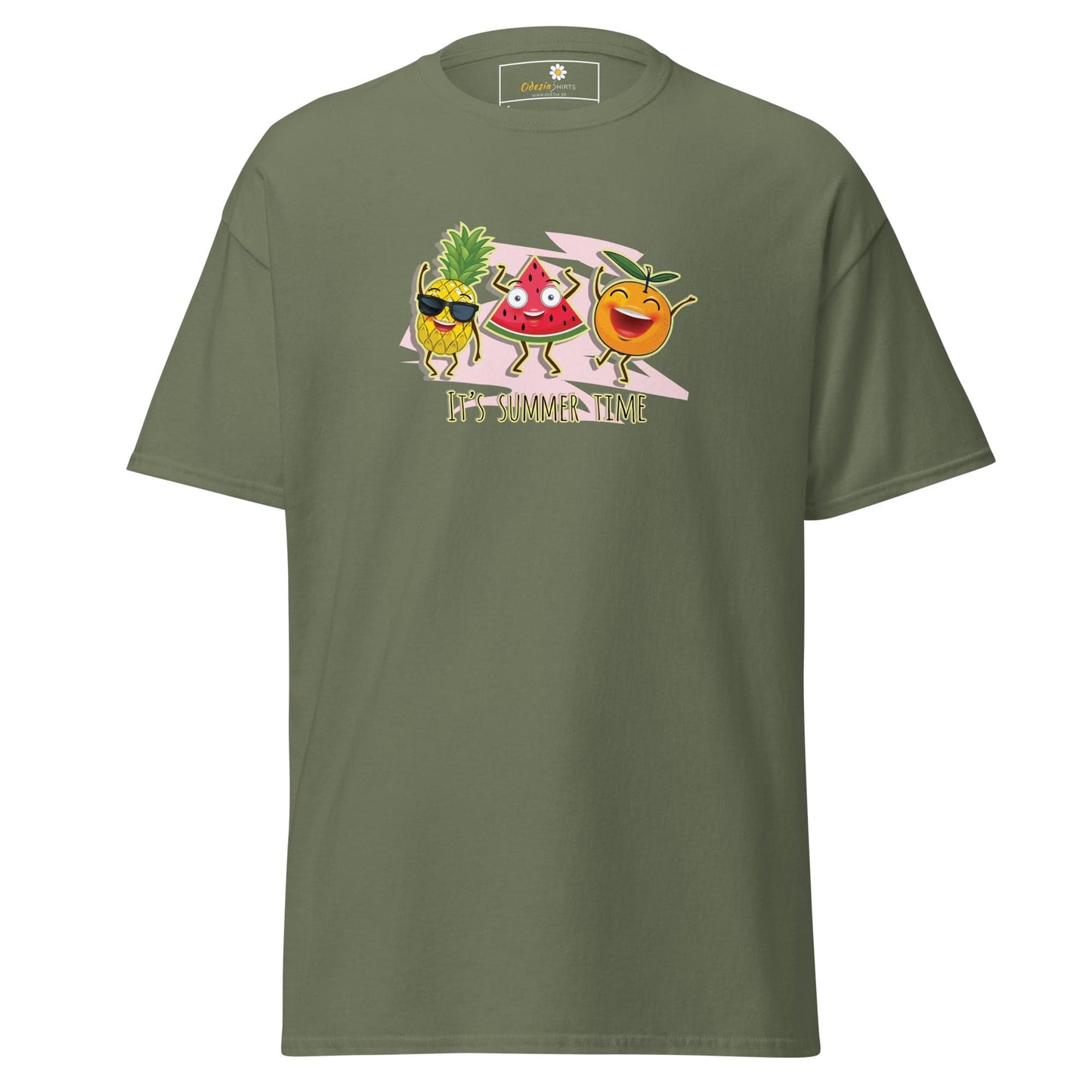 Unisex classic t-shirt - ORGANIC FRUIT SMILING - REGULAR - Military Green / S