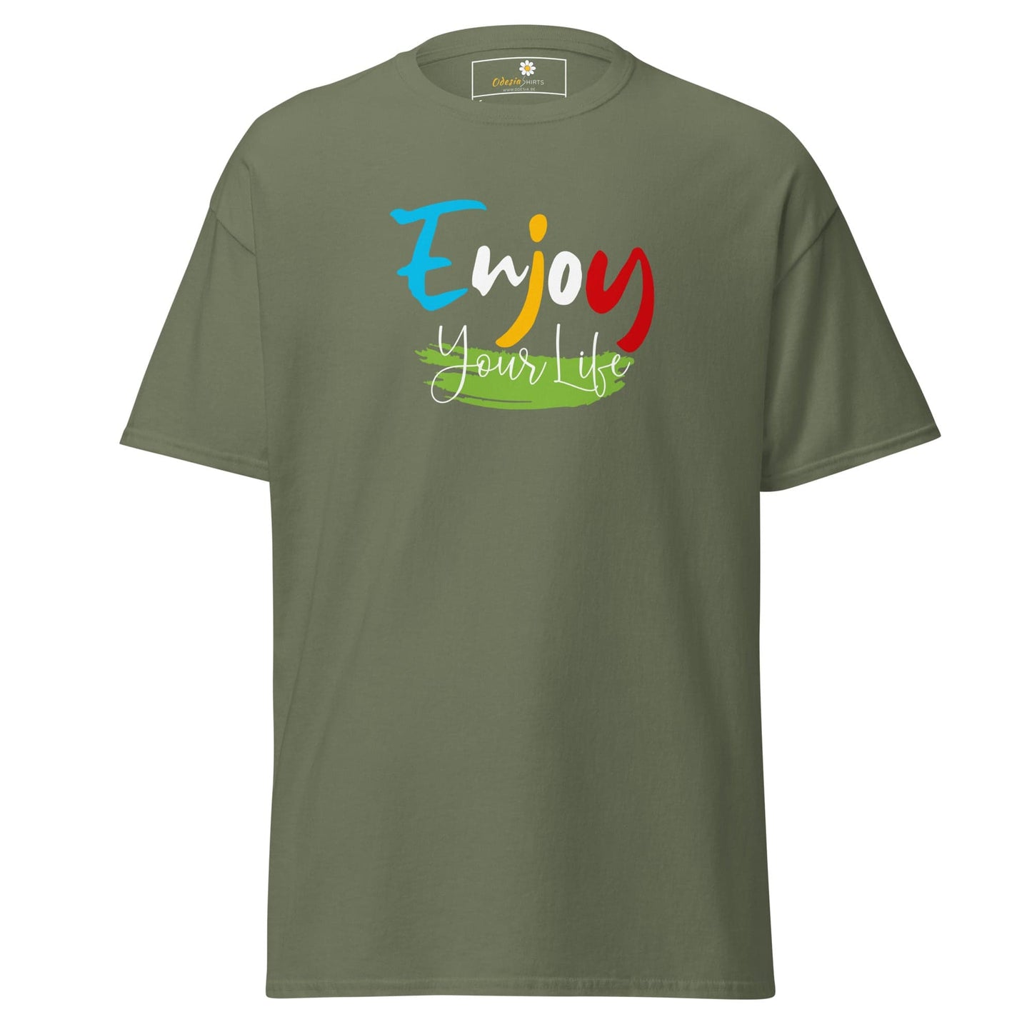 Unisex classic t-shirt - POSITIVE ENJOY YOUR LIFE - REGULAR - Military Green / S
