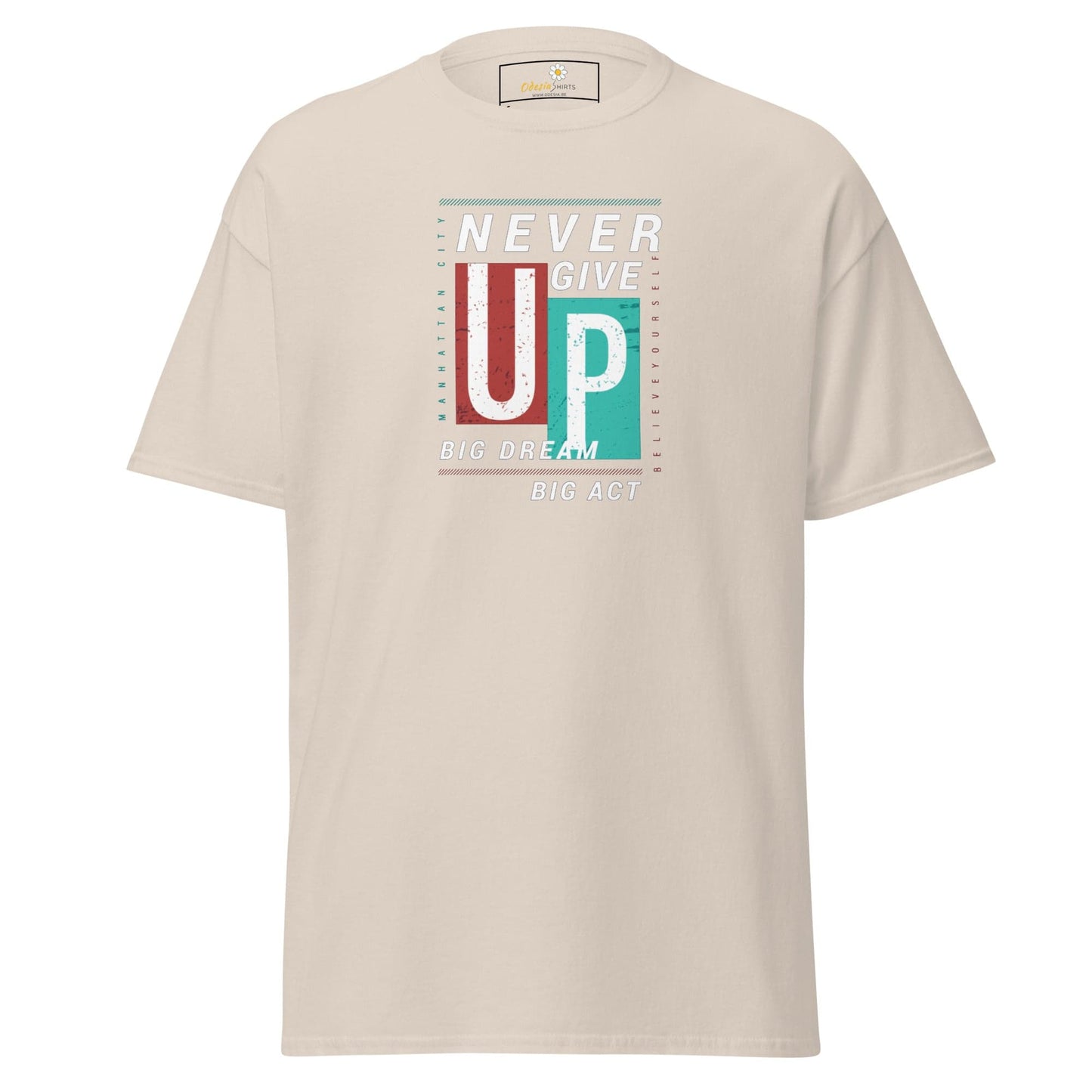 Unisex classic t-shirt - TEXT NEVER GIVE UP - REGULAR - Natural / S