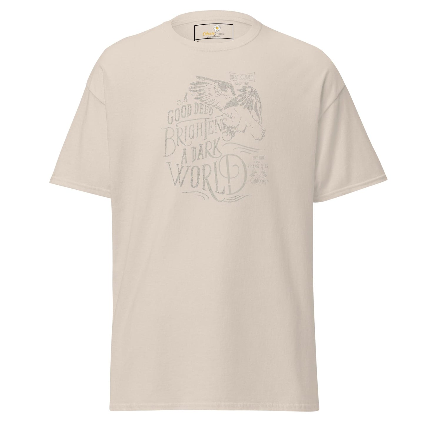 Beige graphic T-shirt displayed in T-SHIRT DESIGN TEE for men and women size S to XL
