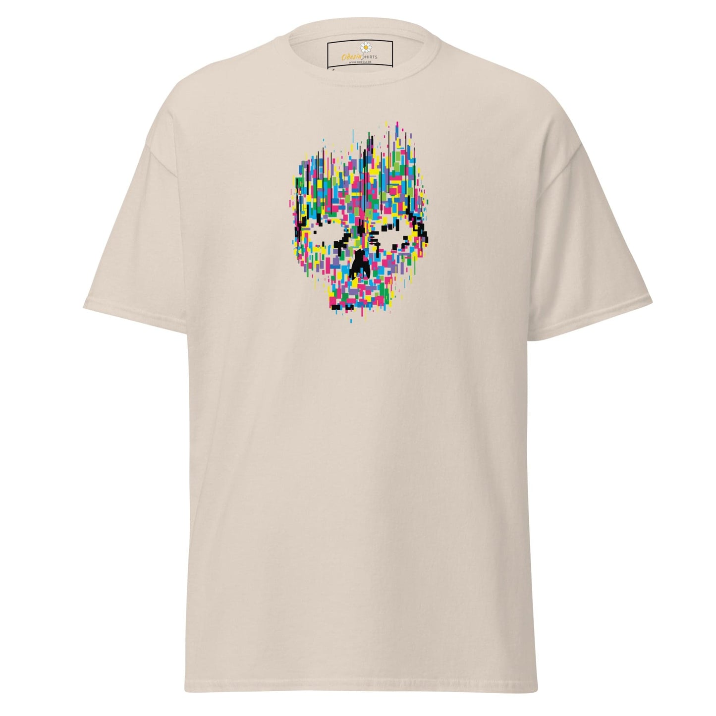 Unisex classic t-shirt - SKULL COLORFUL CUBES - REGULAR - Natural / S