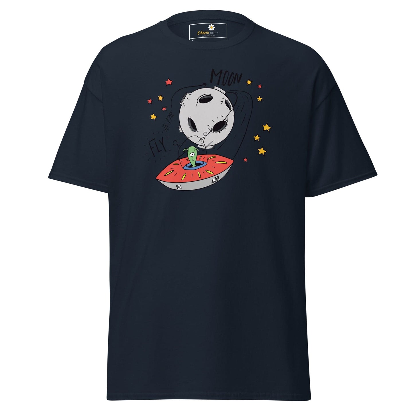 Unisex classic t-shirt - SPACE ALIEN MOON - REGULAR - Navy / S