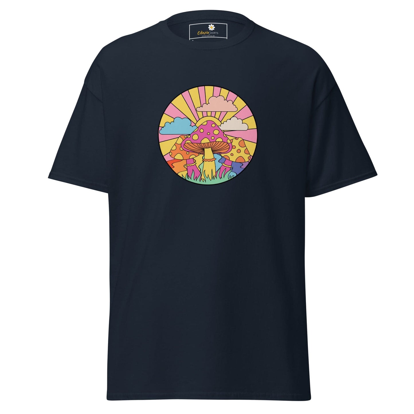 Unisex classic t-shirt - POSITIVE MYSTIC SUNNY MUSHROOMS - REGULAR - Navy / S