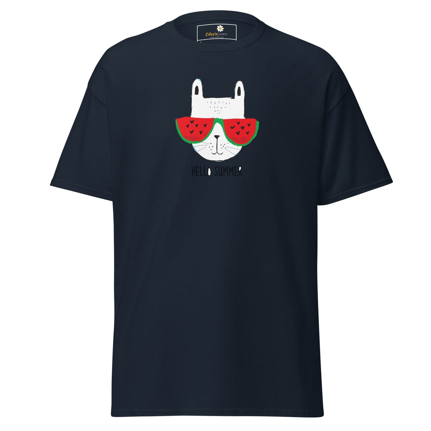 Unisex classic t-shirt - SUMMER HELLO CAT - REGULAR - Navy / S
