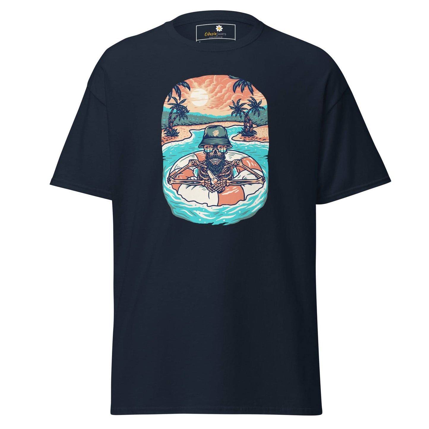 Unisex classic tshirt - SKULL SUMMER POOL - REGULAR - Navy / S