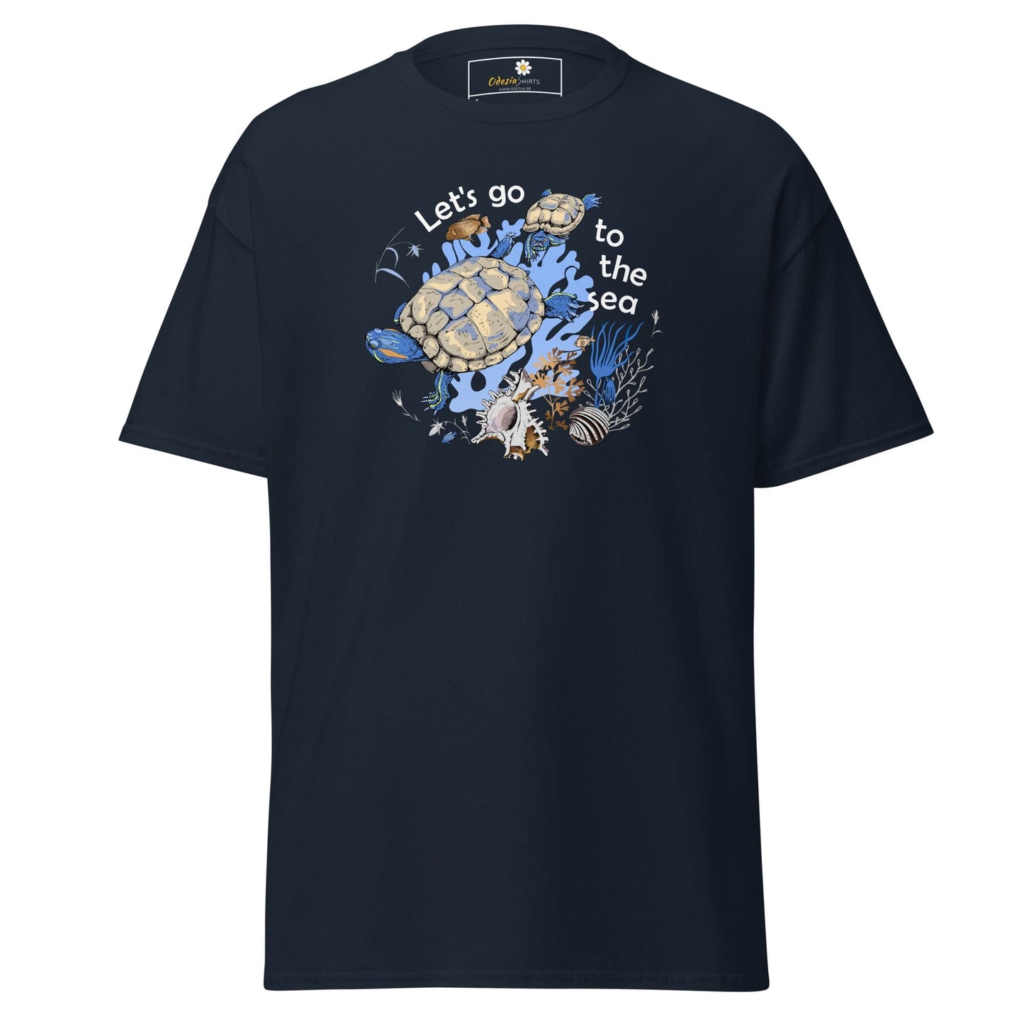 Unisex classic t-shirt - WILD LIFE TORTOISE LET GO SEA - REGULAR - Navy / S