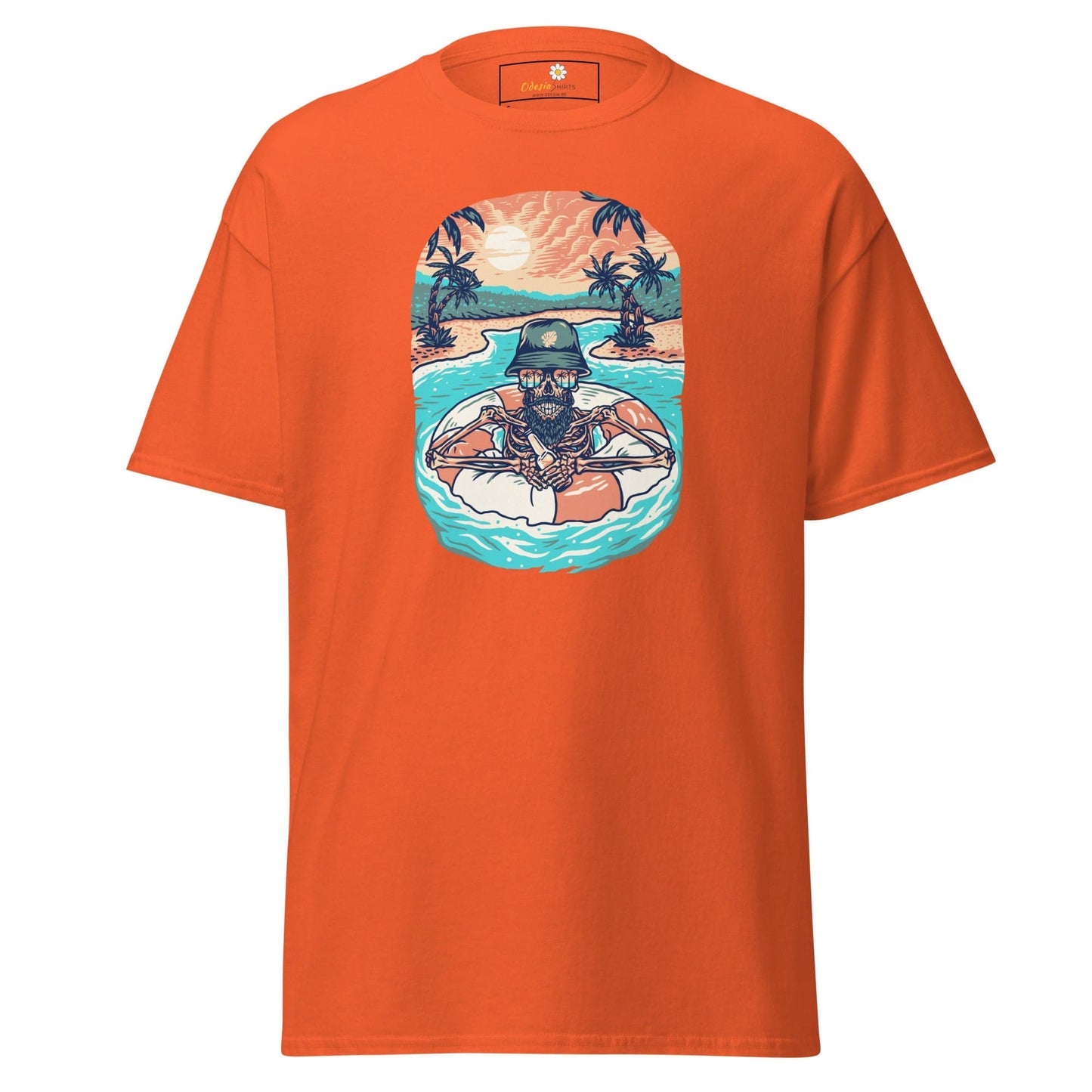 Unisex classic tshirt - SKULL SUMMER POOL - REGULAR - Orange / S