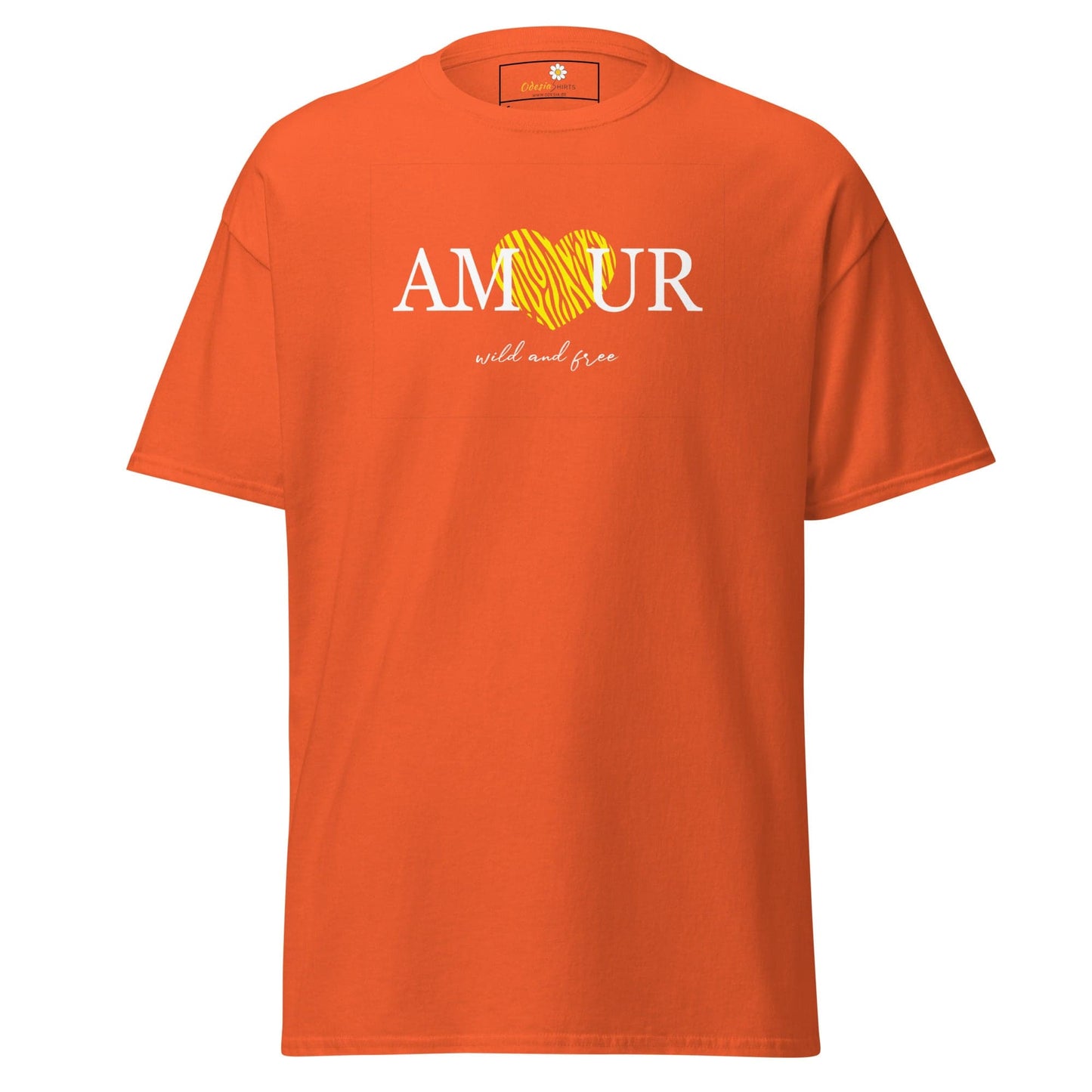 Unisex classic t-shirt TEXT AMOUR WILD N FREE - REGULAR - Orange / S