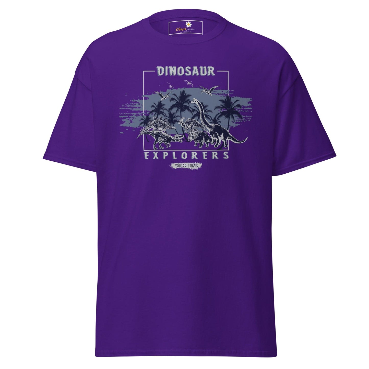 Unisex classic t-shirt - WILD LIFE DINOSAURUS - REGULAR - Purple / S