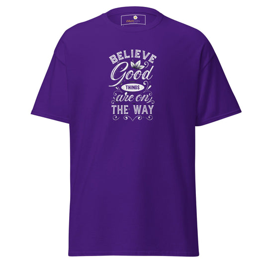 Unisex classic t-shirt - POSITIVE BELIEVE GOOD THINGS - REGULAR - Purple / S