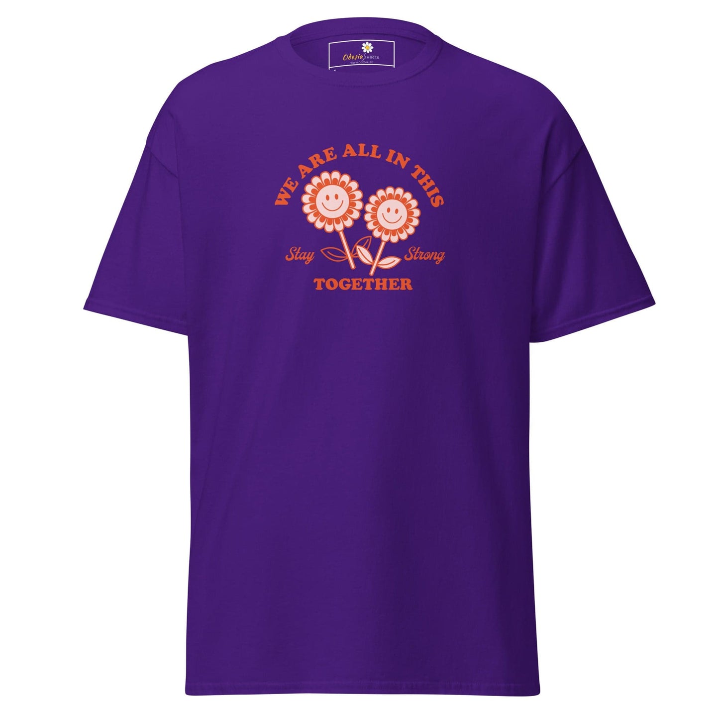 Unisex classic t-shirt - POSITIVE FLOWERS POWER - REGULAR - Purple / S