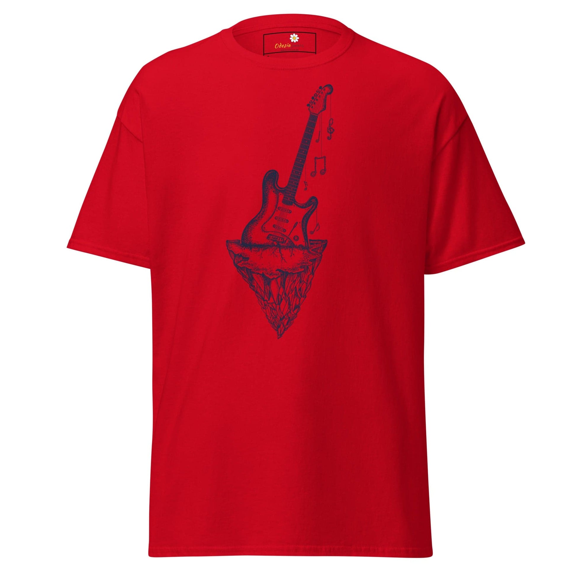 Red T-shirt with guitar graphic from T-SHIRT DESIGN TEE for Men and Women