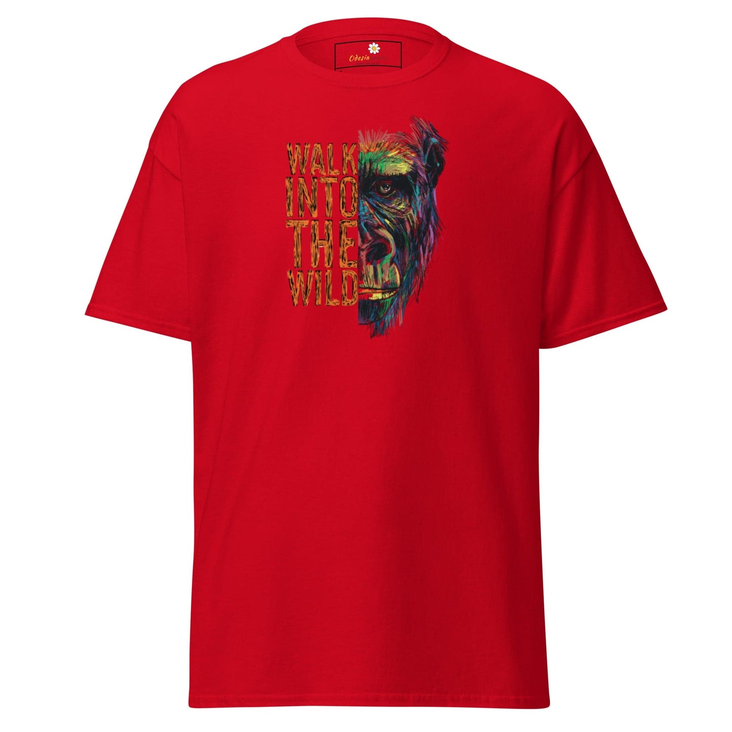 Red T-shirt with a gorilla graphic, featured in the T-SHIRT DESIGN TEE for men and women