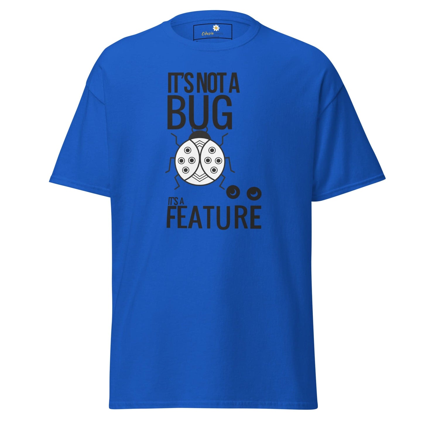 Blue T-shirt featuring a bug graphic from T-SHIRT DESIGN TEE for Men and Women