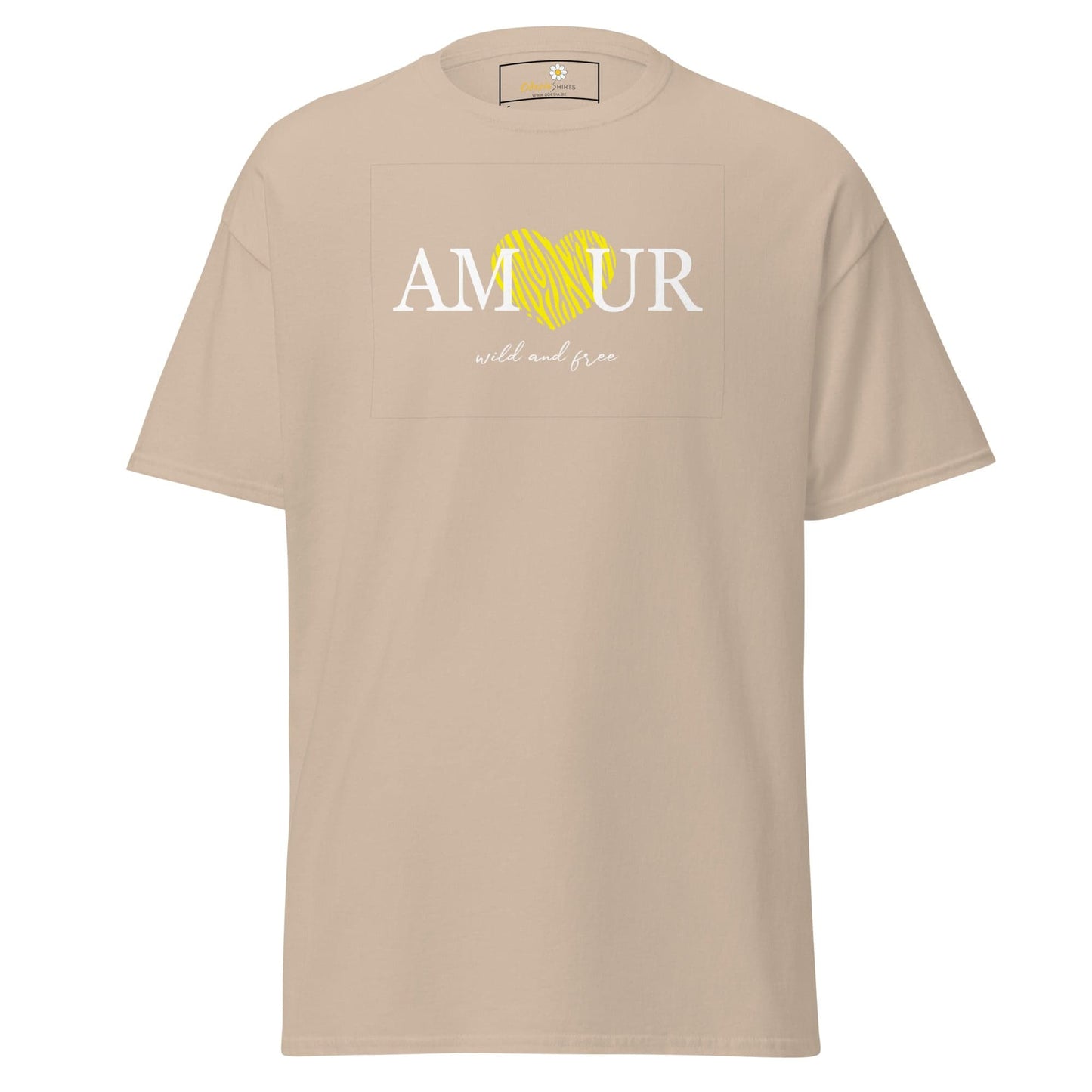 Unisex classic t-shirt TEXT AMOUR WILD N FREE - REGULAR - Sand / S