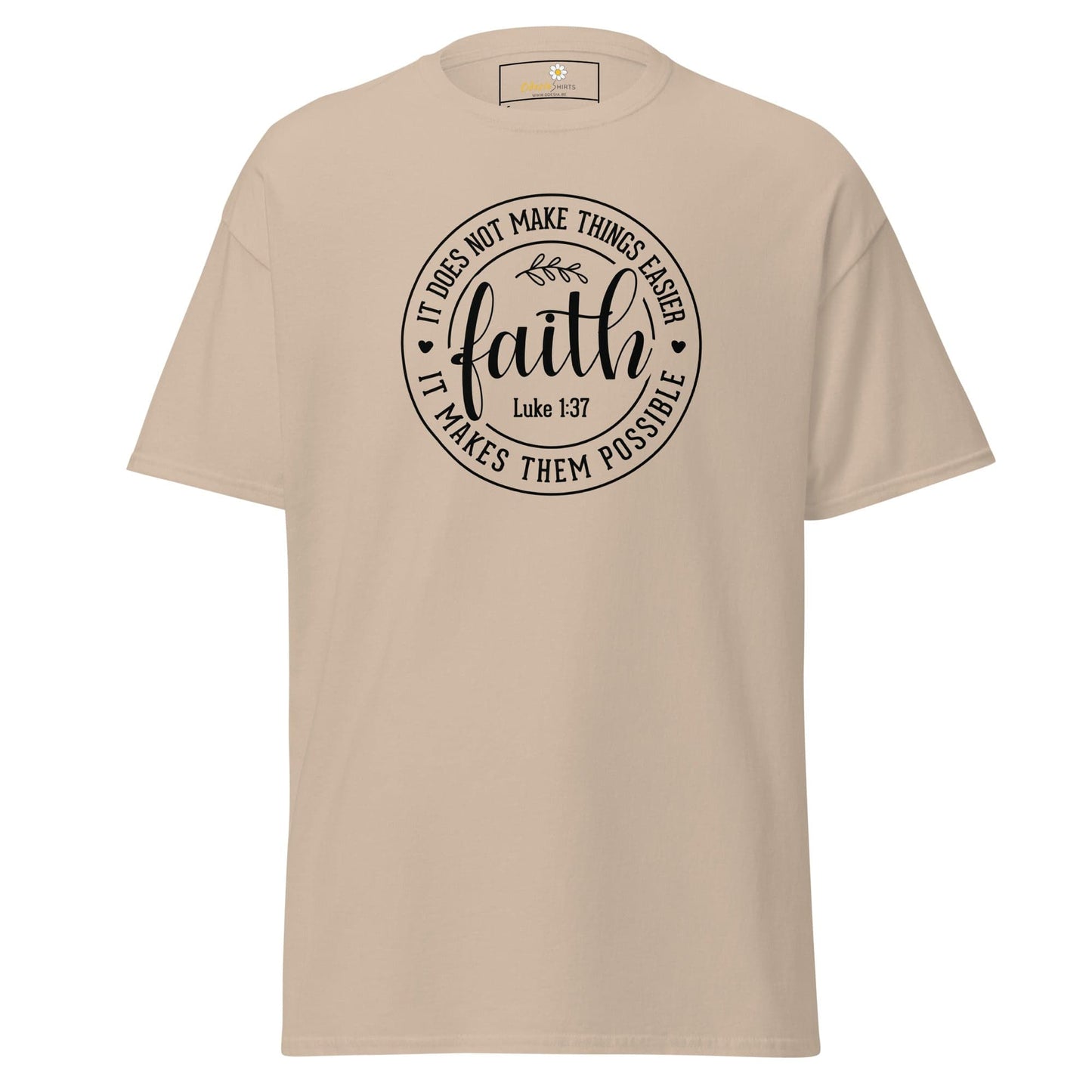 Beige T-shirt with faith graphic from T-SHIRT DESIGN TEE for men and women S to XL