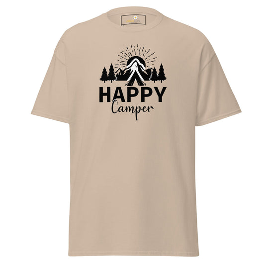 Beige T-shirt with camping graphic from T-SHIRT DESIGN TEE for Men and Women