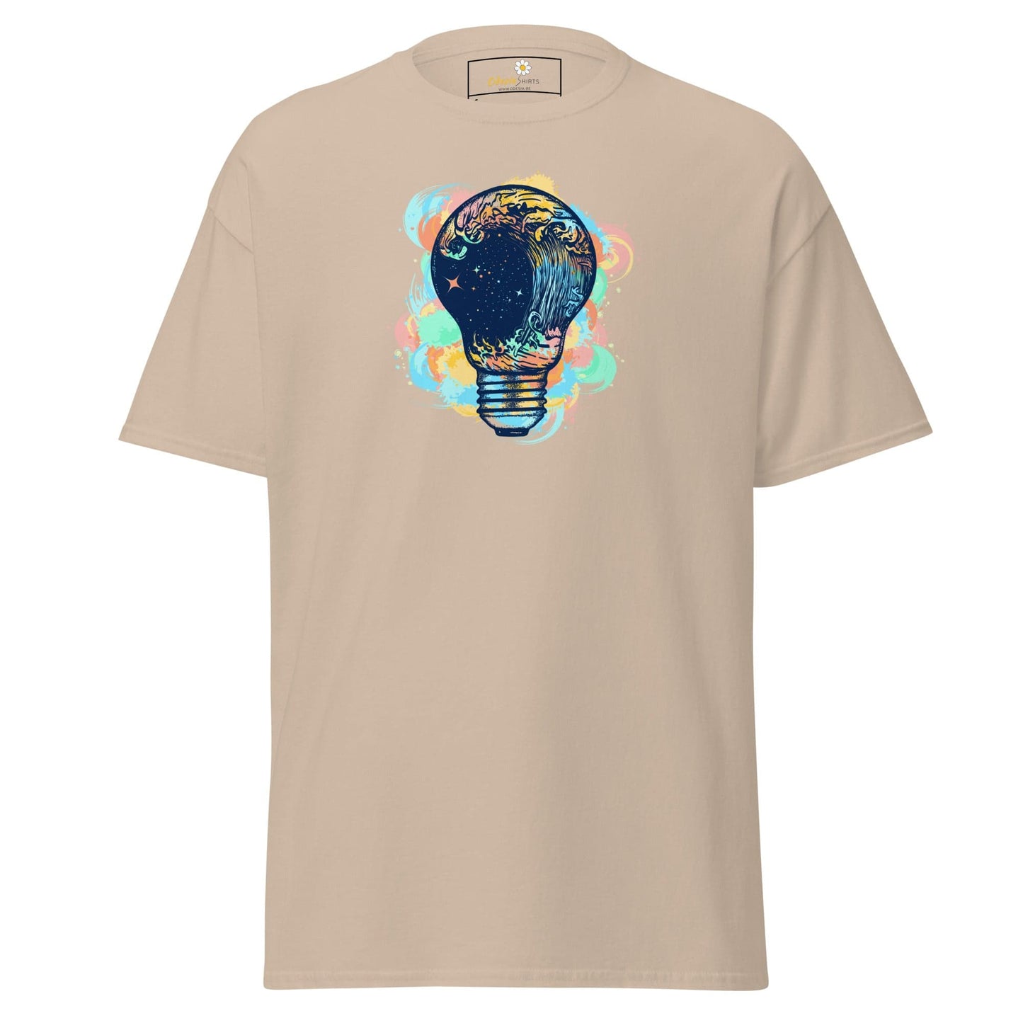 Beige T-shirt with lightbulb graphic from T-SHIRT DESIGN TEE MAN WOMAN S-XL