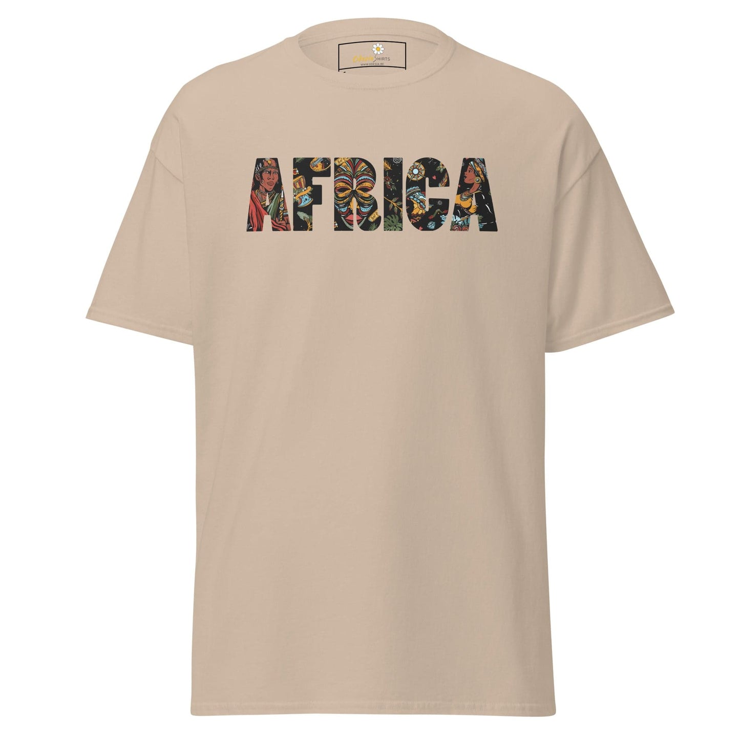 Beige T-shirt with AFRICA graphic for men and women in sizes S to XL
