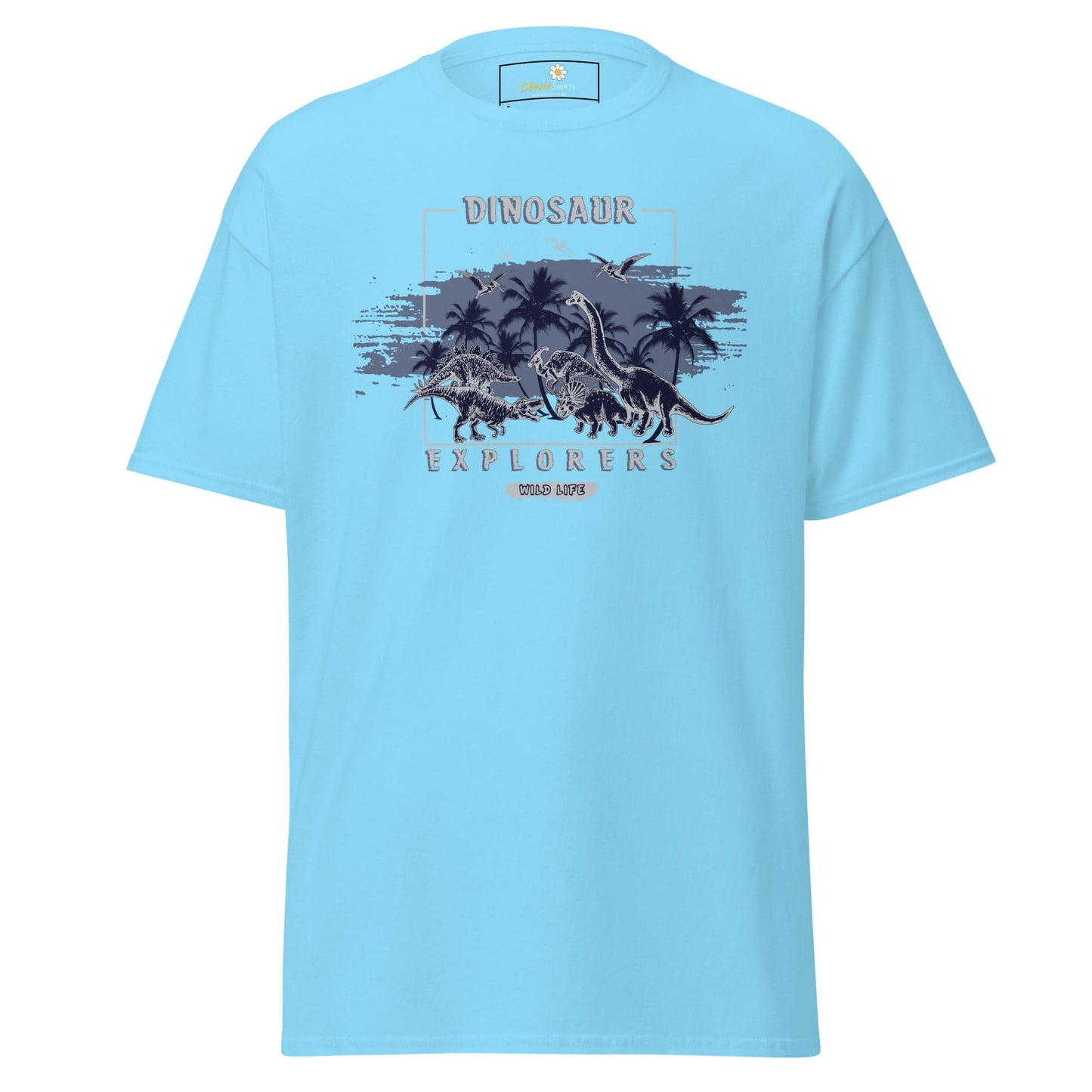 Unisex classic t-shirt - WILD LIFE DINOSAURUS - REGULAR - Sky / S