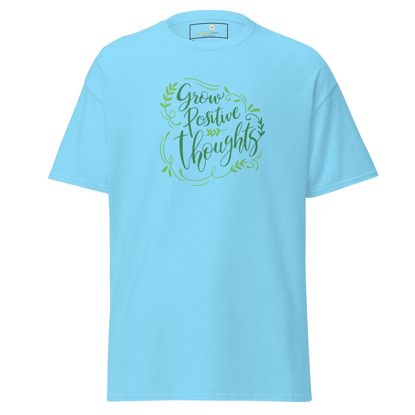 Unisex classic t-shirt - TEXT POSITIVE GROW THOUGHTS - REGULAR - Sky / S