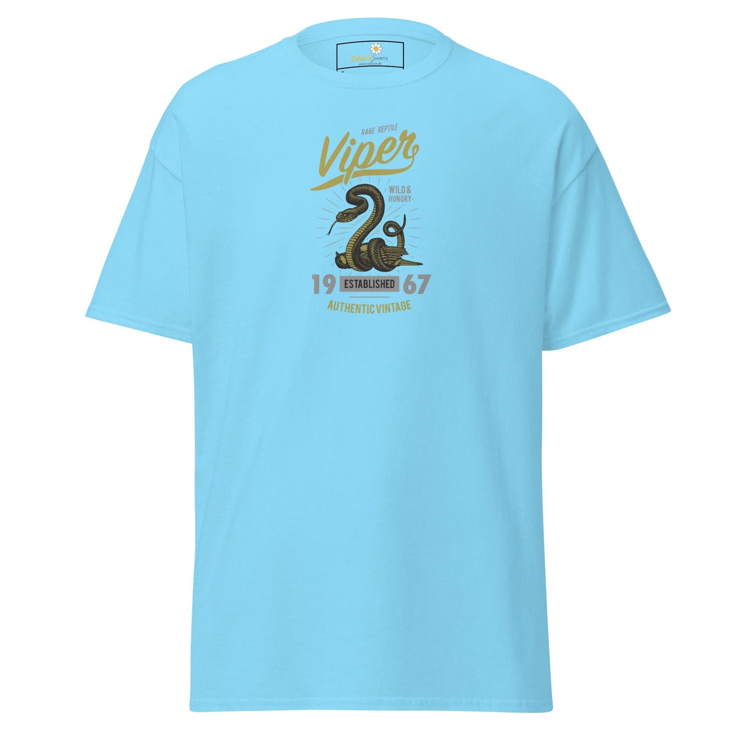 Light blue T-shirt featuring a snake graphic from T-SHIRT DESIGN TEE MAN WOMAN S-XL