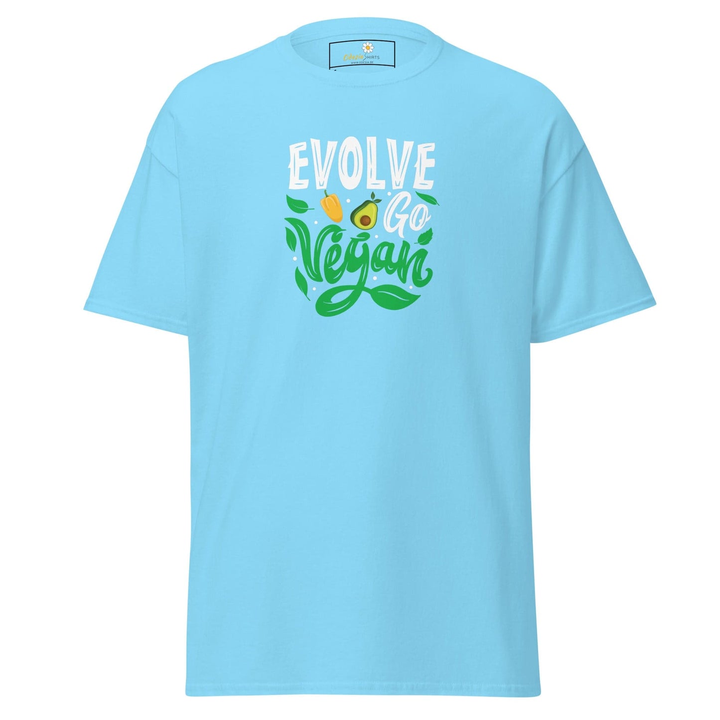 Unisex classic t-shirt - VEGAN EVOLVE GO VEGAN - REGULAR - Sky / S