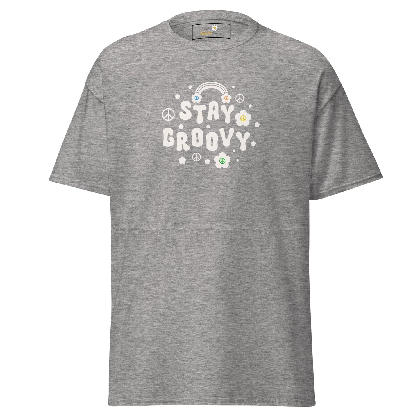 Unisex classic t-shirt - POSITIVE STAY GROOVY FLOWERS - REGULAR - Sport Grey / S