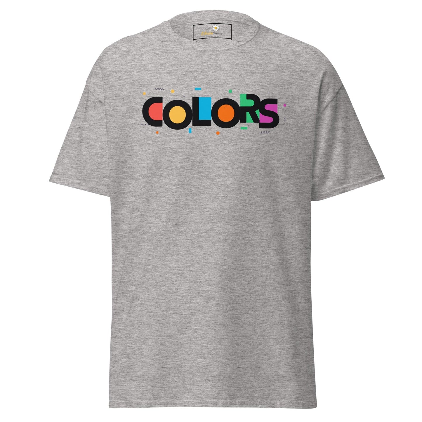 Gray T-shirt featuring COLORS graphic from T-SHIRT DESIGN TEE for men and women