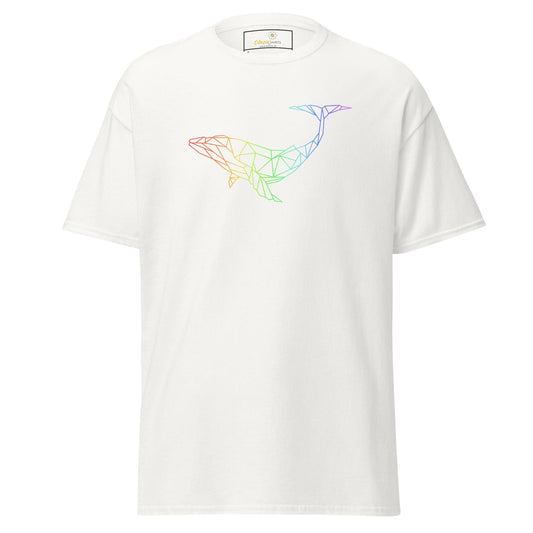 White T-shirt with geometric whale design for Men and Women in Sizes S to XL