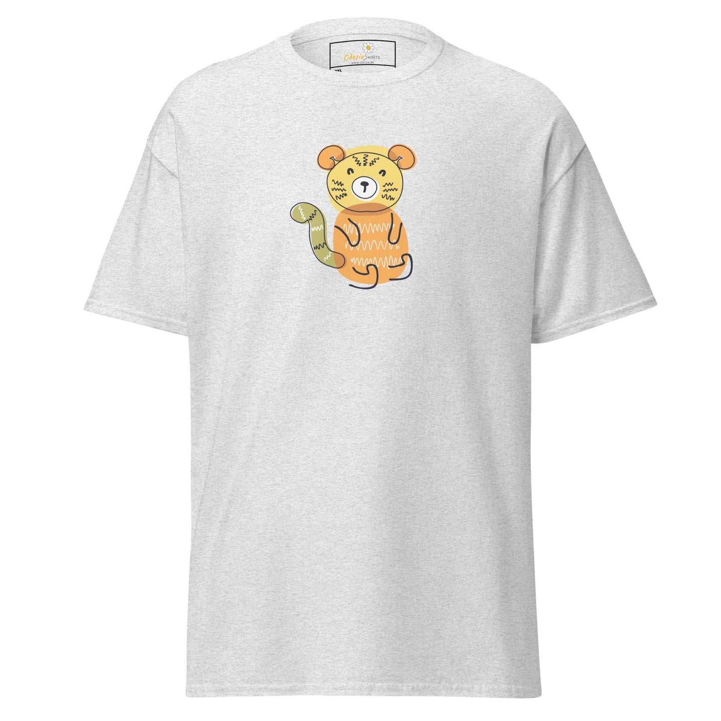White T-shirt with cartoon tiger design from T-SHIRT DESIGN TEE for Men and Women