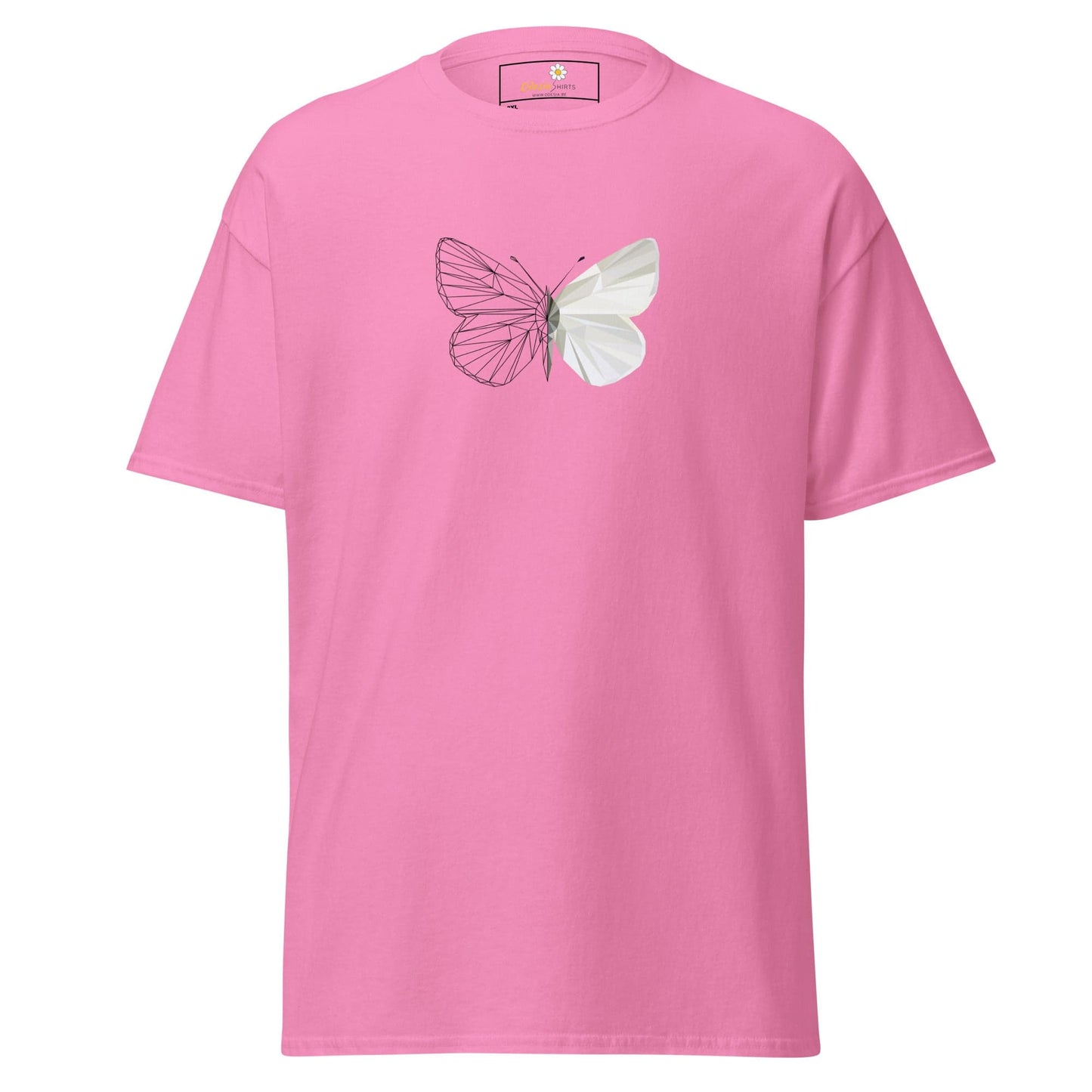 Pink T-shirt with butterfly design from T-SHIRT DESIGN TEE for Men and Women, 2XL to 5XL