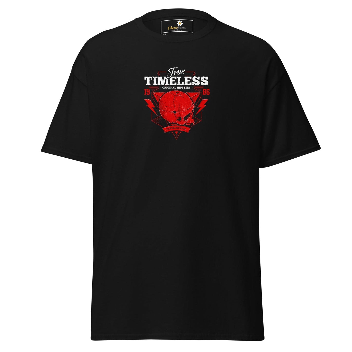 Black T-shirt with red skull graphic for Men and Women in 2XL to 5XL sizes