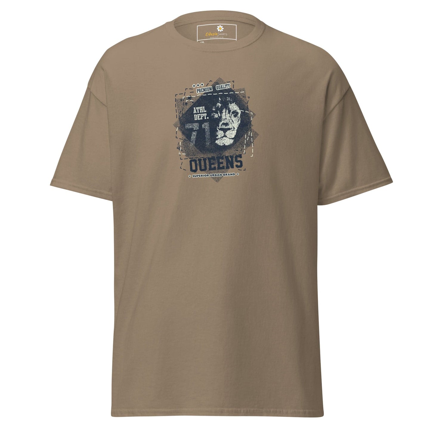 Khaki T-shirt with lion graphic for Men and Women in 2XL to 5XL sizes
