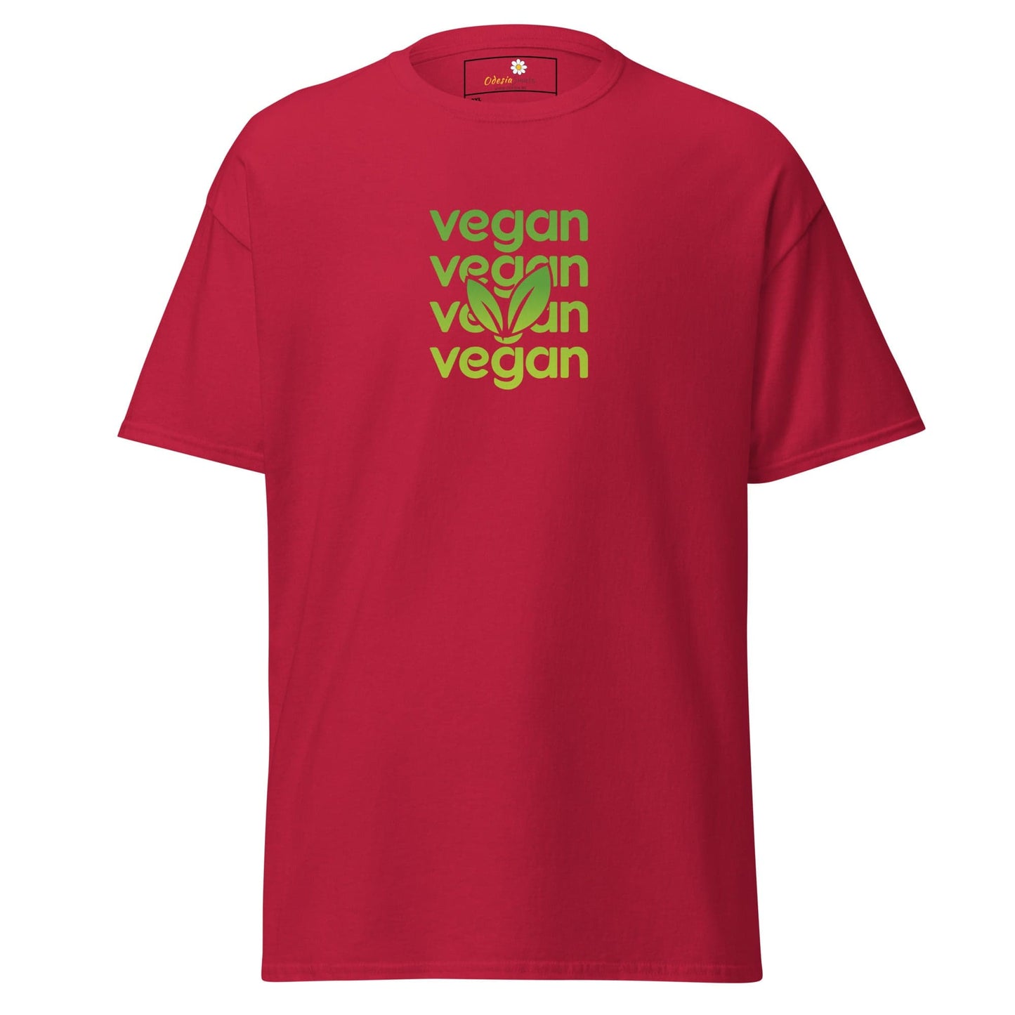 Red T-shirt with vegan text from T-SHIRT DESIGN TEE for Men and Women in 2XL to 5XL